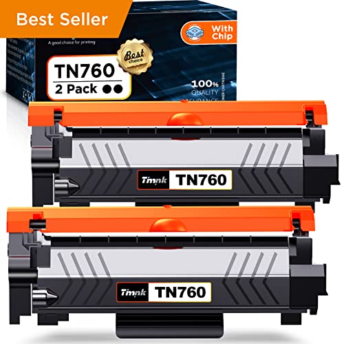 Timink TN760 2PK Replacement for Brother TN-760 TN730 High Yield Toner Cartridge, for MFC-2710DW HL-L2395DW DCP-L2550DW HL-L2370DW HL-L2690DW HL-L2390DW MFC-L2750DW (Black, 2 Pack)