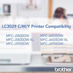 Brother LC3029 Color C/M/Y Ink Cartridges (LC30293PKS), Super High Yield, 3/Pack,Cyan/magenta/yellow