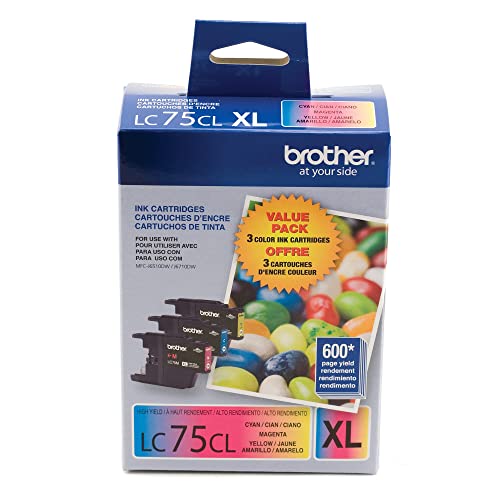 Brother Genuine High Yield Color Ink Cartridge, LC753PKS, Replacement 3 Pack Color Ink, Includes 1 Cartridge Each of Cyan, Magenta & Yellow, Page Yield Up To 600 Pages/Cartridge, LC753PKS