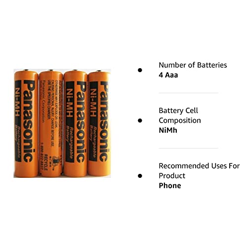 New 4 Pack Panasonic NiMH AAA Rechargeable Battery for Cordless Phones