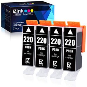 e-z ink (tm compatible ink cartridge replacement for canon pgi-220 pgi220 to use with mx860 mx870 mp560 mp620 mp640 mp980 mp990 ip3600 ip4600 ip4700 printer (large black, 4 pack)