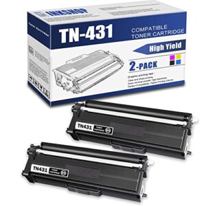 tn431 compatible tn-431 black toner cartridge replacement for brother tn-431 hl-l8260cdw hl-l8360cdw dcp-l8410cdw mfc-l8610cdw toner.(2 pack)
