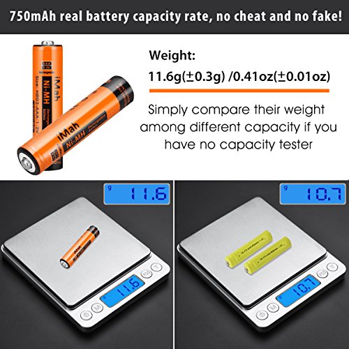 iMah 4-Pack 1.2V 750mAh Ni-MH AAA Rechargeable Battery for Panasonic Cordless Phones Also Compatible with BK40AAABU HHR-55AAABU HHR-65AAABU HHR-75AAA/B HHR-4DPA/4B BK30AAABU BT205662 and Solar Lights
