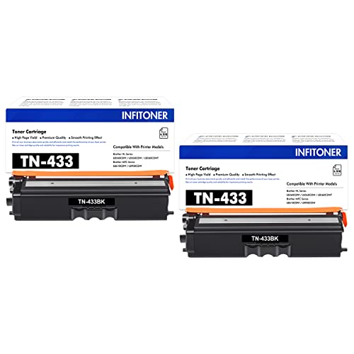 TN433BK Toner Cartridge 2-Pack Black High Yield Compatible Replacement for Brother TN433 TN-433 TN 433 for Brother MFC-L8900Cdw HL-L8360Cdw HL-L8260Cdw HL-L8360Cdwt 8900Cdw 8360Cdw Printer