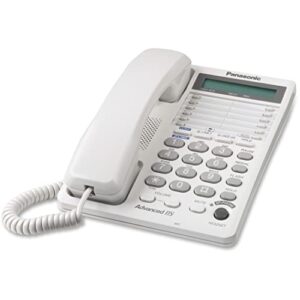 panasonic 2-line integrated corded telephone system with 16-digit lcd, speakerphone, clock, hearing aid compatibility and 3-way conferencing – kx-ts208w (white)