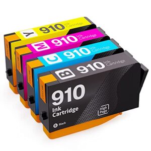 compatible 910 ink cartridge replacement for hp 910 ink cartridges work with hp officejet pro 8025e 8020 8035 8023 8028e printer, hp officejet 8012 8022 8010 8015 printer 4 pack