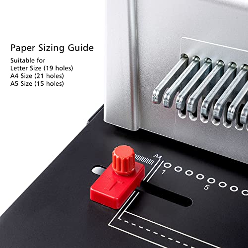 TIANSE Binding Machine, Spiral Coil Binder Machine Manual Punch Binder with Electric Coil Inserter, Comes with 100pcs 5/16" Plastic Coil Binding Spines & Plier for Letter Size, A4, A5 or Smaller Sizes