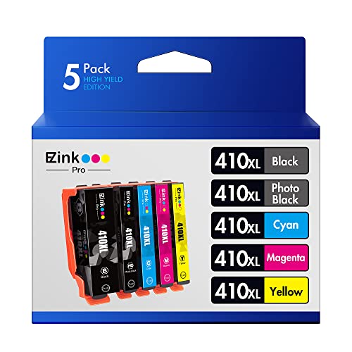 E-Z Ink Pro 410XL Remanufactured Ink Cartridge Replacement for Epson 410XL 410 XL T410XL to use with XP-640 XP-830 XP-7100 XP-530 XP-630 (5 Pack, 1 Black, 1 Cyan, 1 Magenta, 1 Yellow, 1 Photo Black)