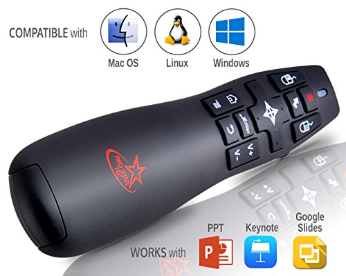 Wireless Powerpoint Presentation Remote Clicker and Keynote Presenter with Wireless Mouse (PR-820) from Red Star Tec
