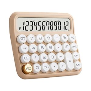 calculators, benkaim desk calculator,basic standard calculator,12 digit large lcd display big button calculator for school, home & business use(beige)