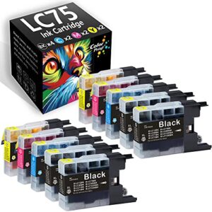 10-pack colorprint compatible lc-75 ink cartridge mfcj435w replacement for lc75 lc 75xl lc75xl used for mfc-j6510dw mfc-j6710dw mfc-j6910dw mfc-j280w mfc-j425w mfc j435w j5910dw j825dw (4bk,2c,2m,2y)