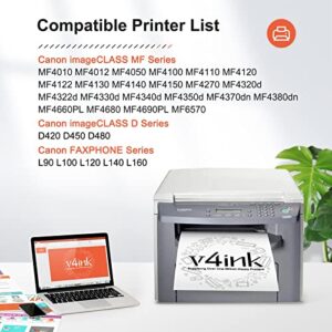 V4INK 4-Pack Compatible Toner Cartridge Replacement for Canon 104 CRG-104 FX-9 FX-10 Toner Cartridge Ink for use in Canon Imageclass D420 D450 D480 MF4150 MF4350D MF4270 MF4370DN MF4380DN Printer