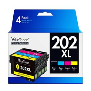 valuetoner remanufactured ink cartridges replacement to use with epson 202xl 202 xl for workforce wf-2860 expression home xp-5100 (1 black, 1 cyan, 1 magenta, 1 yellow)