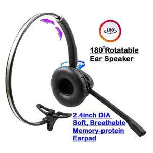 Wireless Headset for Desk Phone with Remote Hook ON and Off Handset Lifter, 300 Feet Mobility 8 Hours Talking (Explorer)