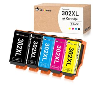 oinkwere remanufactured 302xl ink cartridge replacement for epson 302 ink cartridges 302 xl t302xl t302 to use with xp-6000 xp-6100 xp6000 xp6100 printer (5-pack)