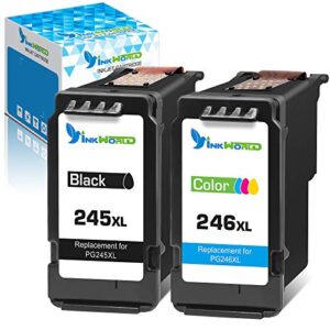 inkworld remanufactured ink cartridge replacement for canon pg245xl cl246xl 245 246 243 244 (1 black,1 color) for pixma mg3022 mg2522 tr4520 tr4522 mg2922 mg2920 ts202 mx492 mx490 ip2820 ts302 printer
