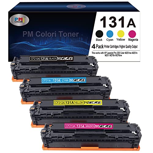 4-Pack Compatible HP 131A Black,Cyan, Magenta, Yellow Toner Cartridges Works with HP Pro 200 Color MFP M276nw,M251n,M251nw,M276n Printer Ink