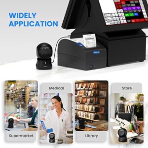 Eyoyo Barcode Scanner, QR 2D Hands-Free Omnidirectional Automatic Sensing Scanning USB Desktop Barcode Scanner, Wired Bar Code Reader Screen Scanning for POS PC Supermarket Library Retail Bookstore