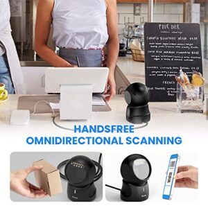 Eyoyo Barcode Scanner, QR 2D Hands-Free Omnidirectional Automatic Sensing Scanning USB Desktop Barcode Scanner, Wired Bar Code Reader Screen Scanning for POS PC Supermarket Library Retail Bookstore