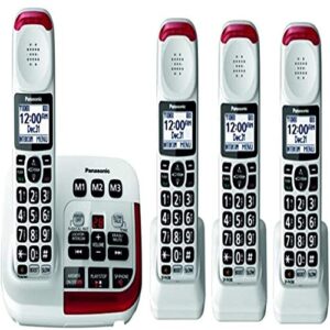 panasonic kx-tgm420w + (3)kx-tgma44w amplified cordless phone with digital answering machine expandable upto 6 handsets and voice volume booster 40 db