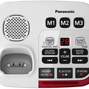 Panasonic KX-TGM420W + (3)KX-TGMA44W Amplified Cordless Phone with Digital Answering Machine Expandable upto 6 Handsets and Voice Volume Booster 40 dB