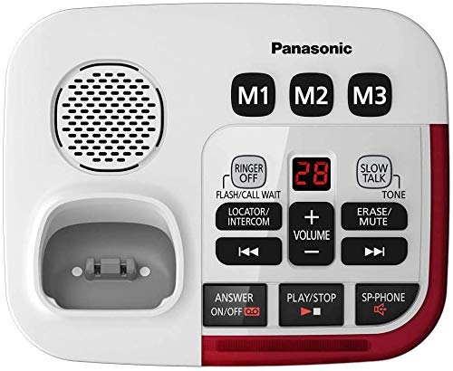 Panasonic KX-TGM420W + (3)KX-TGMA44W Amplified Cordless Phone with Digital Answering Machine Expandable upto 6 Handsets and Voice Volume Booster 40 dB
