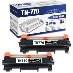 tn770 compatible tn-770 black high yield toner cartridge replacement for brother tn-770 dcp-l2550dw mfc-l2710dw hl-l2350dw hl-l2370dw hl-l2390dw toner.(2 pack)