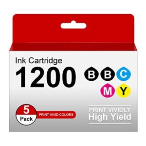 1200xl ink cartridges replacement for canon 1200xl pgi-1200xl compatible with maxify mb2720 mb2320 mb2020 mb2120 mb2050 mb2350 printer (black, cyan, magenta, yellow, 5-pack)