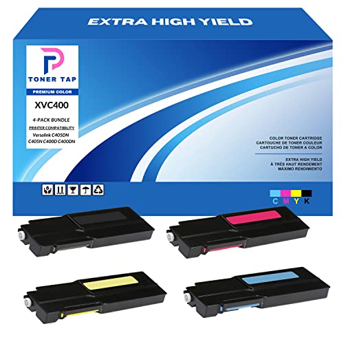 Toner Tap Extra High Yield for VersaLink C400 C405 C400D C400DN C405DN C405N C405MFP (4-Pack Bundle) Remanufactured 106R03524 106R03526 106R03527 106R03525 Cartridge Replacements