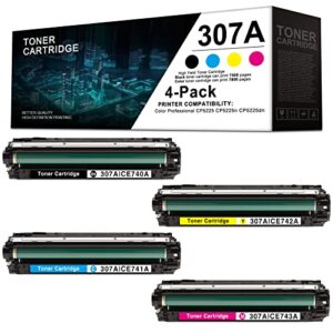 4 pack (1bk+1c+1y+1m) 307a | ce740a ce741a ce742a ce743a remanufactured toner cartridge replacement for hp color professional cp5225 cp5225n cp5225dn printer -by leadyink