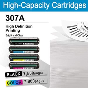 4 Pack (1BK+1C+1Y+1M) 307A | CE740A CE741A CE742A CE743A Remanufactured Toner Cartridge Replacement for HP Color Professional CP5225 CP5225n CP5225dn Printer -by Leadyink