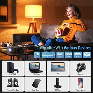 WiFi Mini Projector, DBPOWER 8000L HD Video Projector with Carrying Case&Zoom, 1080P and iOS/Android Sync Screen Supported, Portable Home Movie Projector Compatible w/Smart Phone/Laptop/PC/DVD/TV