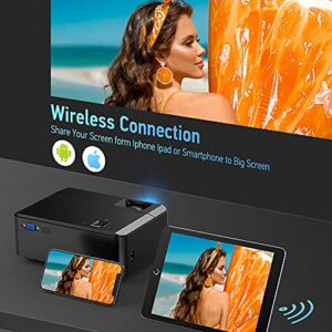 WiFi Mini Projector, DBPOWER 8000L HD Video Projector with Carrying Case&Zoom, 1080P and iOS/Android Sync Screen Supported, Portable Home Movie Projector Compatible w/Smart Phone/Laptop/PC/DVD/TV