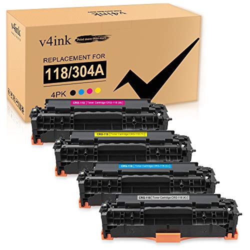 v4ink Remanufactured Toners_Cartridges Replacement for Canon 118 crg-118 CRG118 HP 304A Toner for Canon ImageClass MF726Cdw MF8350CDN MF8580Cdw MF8380Cdw LBP7660Cdn CP2025N Black Cyan Magenta Yellow