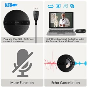 KAYSUDA USB Speaker Phone 360° Omnidirectional Microphone Portable Conference Speakerphone Echo Cancellation for Skype Business of Microsoft Lync, VoIP Calls, Webinar, Phone, Call Center, Recording