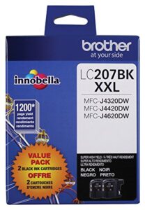 brother printer lc2072pks multi pack ink cartridge, black – pack of 2