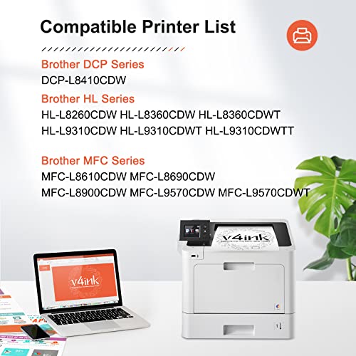 v4ink Compatible Brother TN433 TN431 Black Toner Cartridge High Yield for Brother MFC-L8900CDW Brother MFC-L8610CDW Brother HL-L8260CDW HL-L8360CDW HL-L8360CDWT HL-L9310CDW MFC-L9570CDW Printer
