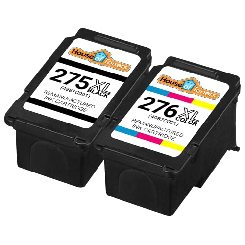 Houseoftoners Remanufactured Ink Cartridge Replacement for Canon PG-275XL 275 XL CL-276XL 276 XL for PIXMA TS3520 TS3522 TR4720 (1 Black, 1 Color)