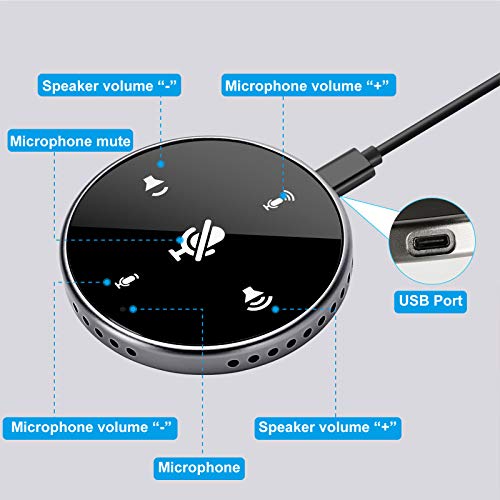 Upgrated USB Conference Microphone with Speaker,Laptop Omnidirectional Computer Mic with Touch-Sensor to Mute/Volume,for Zoom Meetings,Skype,VoIP Call,Interview,Christmas Stocking Stuffers Gifts