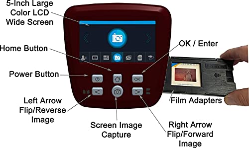 MINOLTA Film & Slide Scanner, Large 5" Screen, Convert Color & B&W 35mm, 126, 110 Negative & Slides, Super 8 Films to High Res 22MP JPEG Digital Photos, 16GB SD Card, Worldwide AC Adapter (Black)