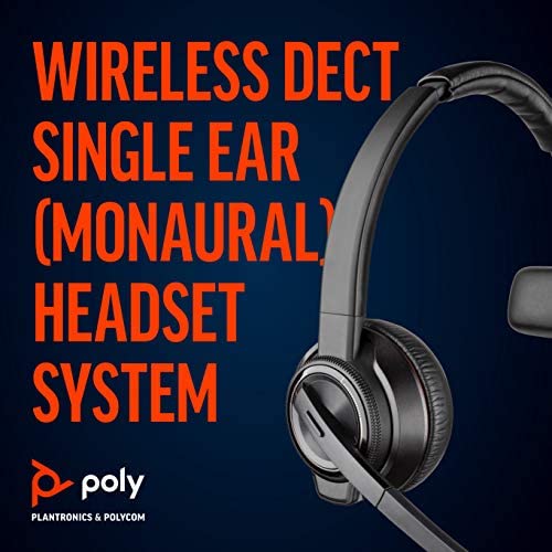 Plantronics - Savi 8210 Office - Wireless DECT Single-Ear (Monaural) Headset - Connects to Deskphone, PC and/or Mac - Works with Teams, Zoom & more - Noise Canceling