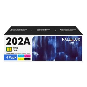 202a toner cartridge 4 pack (with chip) replacement for hp 202a cf500a 202x cf500x compatible with color pro mfp m281fdw m281cdw m254dw m281fdn m254 m281 m280nw printer (black cyan magenta yellow)