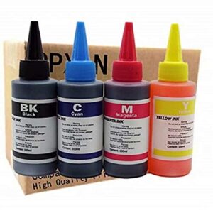 printer ink dye ink black/cyan/magenta/yellow refill ink kits suit for eposn for canon for hp for brother for lexmark for samsung for dell for kodak all inkjet printer (100ml 1set 4 pcs)