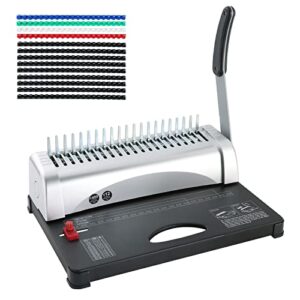 flk tech binding machine with starter combs set for a4-21 hole / 450 sheets paper punch binder