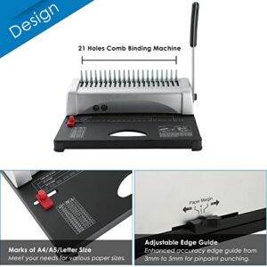 FLK Tech Binding Machine with Starter Combs Set for A4-21 Hole / 450 Sheets Paper Punch Binder