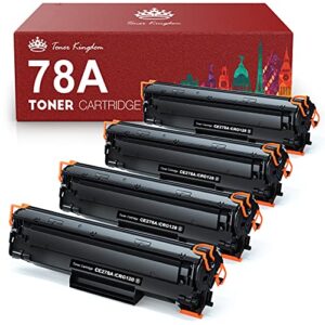 toner kingdom compatible toner-cartridge replacement for hp 78a ce278a 278a ce278ac 78 278 toner use for hp laserjet pro m1536dnf laserjet pro p1606dn m1536 p1566 p1560 p1606 printer (black, 4 pack)