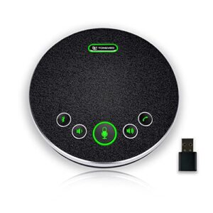 tongveo bluetooth speakerphone conference microphones, wireless conference speaker 360°voice pick up with 4 ai noise cancellation mics usb/dongle/bluetooth connection 8 hour call time for 8-12 people