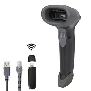 328 Feet Distance 1D CCD Wireless Bar Code Scanner for for PC Computers, UNIDEEPLY 2 in 1 (433MHZ Wireless & USB Wired) Automatic Barcode Reader Handheld USB Receiver for Store Supermarket, Warehouse