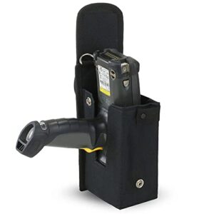 e-holster barcode scanner holster (large), ballistic nylon carrying case pouch for pistol-grip mobile computers, with belt clip, belt loop, shoulder strap, for zebra mc9300, mc9200, mc9500