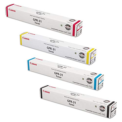 Canon GPR-31 2790B003AA 2802B003AA 2798B003AA 2794B003AA ImageRunner C5030 C5035 C5235 C5240 Toner Cartridge Set (Black Cyan, Yellow, Magenta 4-Pack) in Retail Packaging